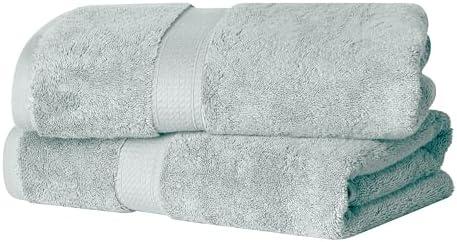 Superior Egyptian Cotton Pile Bath Towel Set of 2, Ultra Soft Luxury Towels, Thick Plush Essentials, Absorbent Heavyweight, Guest Bath, Hotel, Spa, Home Bathroom, Shower Basics, Sea Foam