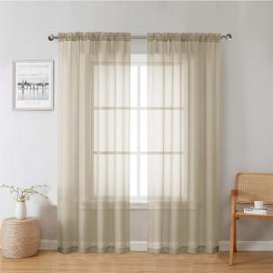 Lecloud Taupe Sheer Curtains 78 Inches Long 2 Panels, Elegant Light Filtering Voile Breathable Curtains, Solid Window Treatments with Dual Rod Pocket for Dining Room Bedroom, Each 42" W x 78" L