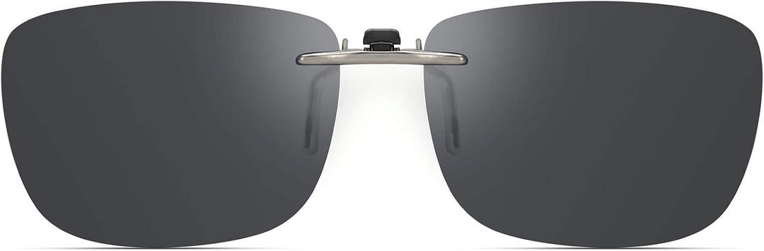 Polarized Clip On Sunglasses Over Prescription Glasses Men Women Compact Fit Non-Flip Up (Black)