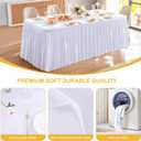 6 Packs White Tableclothes for 8 Foot Rectangle Tables, Wrinkle Free Fitted Table Cloth 8ft Stretch Table Cover with Skirt for Parties Weddings Birthday Banquet Baby Shower