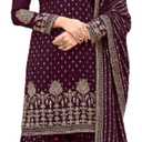 Heni Fashion Indian/Pakisatni Party/Wedding Wear Readymade Sharara Salwar Kameez/Salwar Suit for Women (Large, Purple)