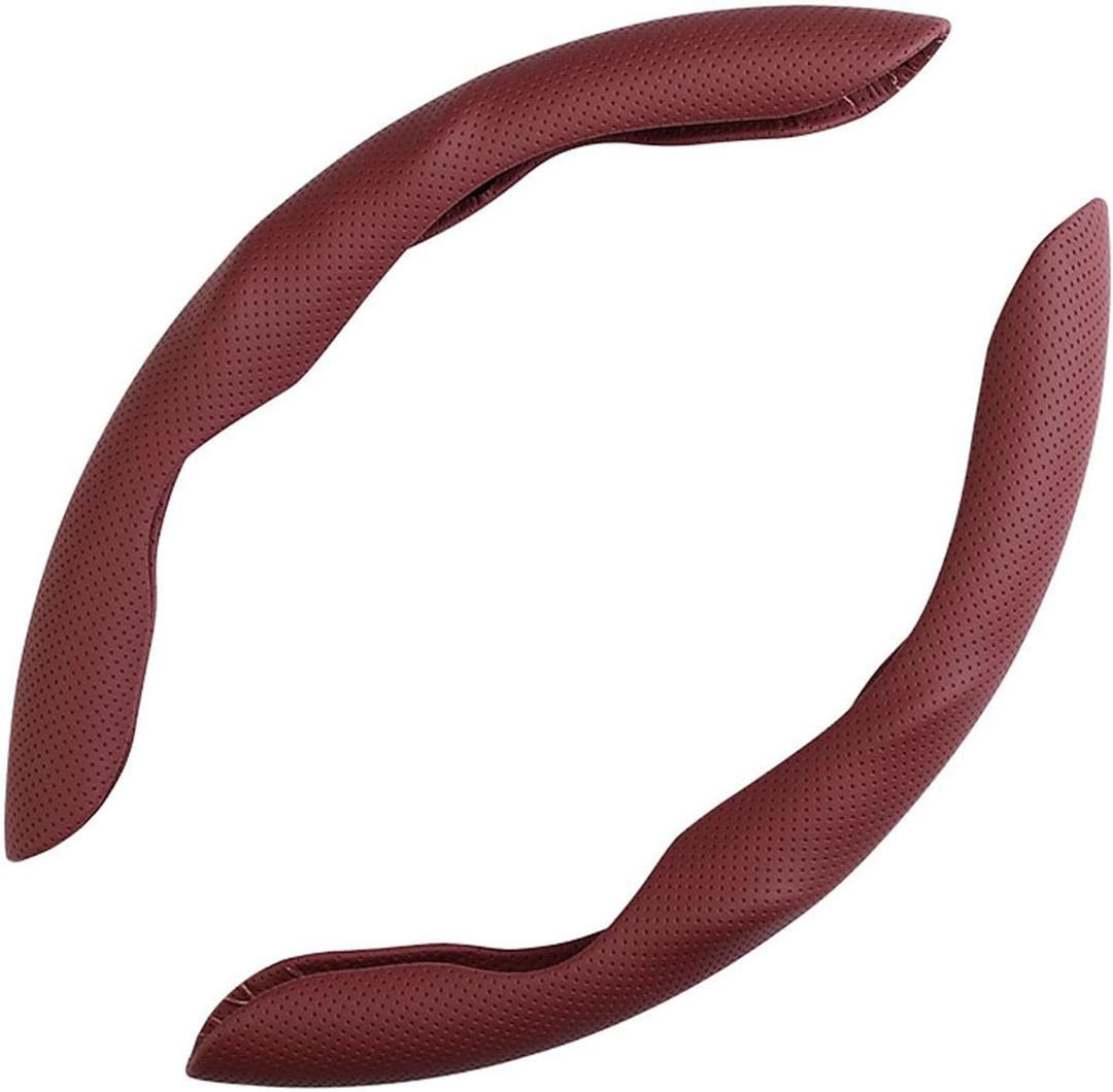 Car Steering Wheel Cover, Nappa Leather, Segmented, Anti-Slip, Odorless, Breathable, for General Motors, 15-inch (Red)