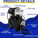 LANCHEZ Shallow Well Pump, Stainless Steel Water Transfer Pump, 115V Garden Irrigation Pump, Water Booster Jet Pump for Home Garden Lawn Farm, Matte black