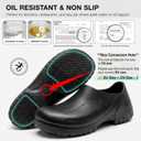 SPIEZ Non Slip Chef Clogs for Men, Slip On Oil & Slip Nursing Work Shoes, Wide Breathable Lightweight Food Service Shoes for Standing All Day Black, US 10
