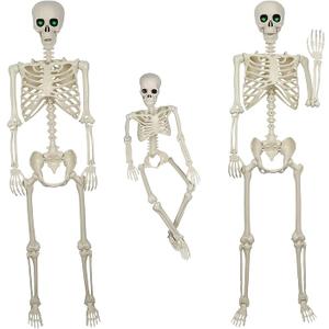 Life Size Skeleton Set – 5.4 FT Adult & 3 FT Child Posable Skeleton Duo, Indoor/Outdoor Halloween Decor, Human Bone Replica for Spooky Home & Yard Displays