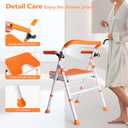 Foldable Shower Chair, Folding Bath Shower Seat for Inside Shower, Minimalist Shower Chair with Arms and Back Height Adjustable, Portable Safety Bath Chairs for Elderly, Seniors, Disabled