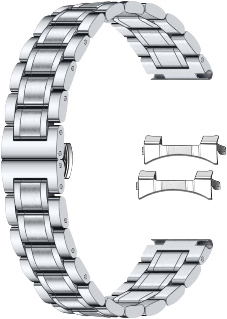 SINAIKE Universal Metal Watch Band Fit Most Tranditional Watch, 16mm Quick Release Stainless Steel Watch Bands with Curved Lug Ends Parts, Classic Watch Strap Replacement Bracelet for Men Women Silver