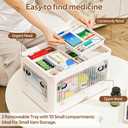 24 QT Medicine Organizer - Extra Large Medicine Storage Box,Empty First Aid Kit Portable Medical Supply Organizer with Removable Tray, Multipurpose Clear Medicine Cabinet Organizer with Wheels