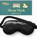 100% Pure Mulberry Silk Sleep Mask, 22 Momme 6A Soft & Smooth Fibers, Breathable Eye Mask for Women & Men, Better Light Blocking Sleeping Mask, Adjustable Blindfold, Traveling Gift (Black)