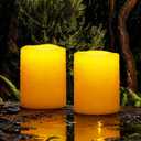 Homemory Solar Candles Outdoor Waterproof, Rechargeable Candles, Solar Powered Flameless Candles for Outdoor, Lanterns, Sensor Only, Dusk to Dawn, 3"x4", Set of 2