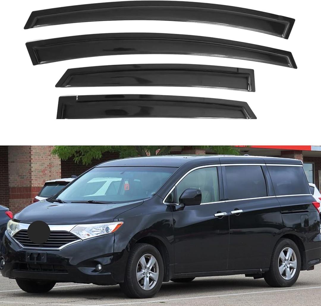 IG Window Visors Fit for 2011-2017 Nissan Quest, Out-Channel Rain Guards Vent Wind Deflectors 4PC, Car Accessories for 11-17 Quest