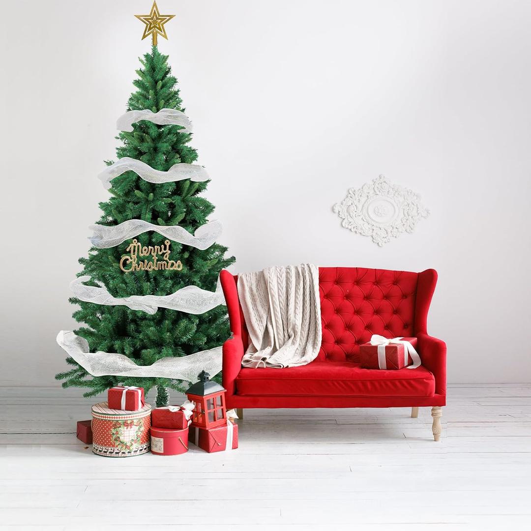 6FT Artificial Christmas Tree, Full Premium Hinged Artificial Pine Tree with Sturdy Metal Stand 720 Branch Tips,Green (5ft 11in)