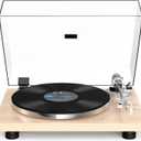 Turntable Record Player Wireless Output Carbon Fiber Tonearm Vinyl Player Aluminum Platter Belt-Drive LP Turn Tables 33 1/3&45 RPM Audio Phono RCA Line Out AT-3600L MM Cartridge Pale Walnut White