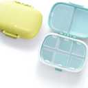 MEACOLIA 2 Pack 8 Compartments Travel Pill Organizer Box Moisture Proof Small Pill Case for Pocket Purse Daily Pill Holder Container for Medicine Vitamin (Blue & Green)