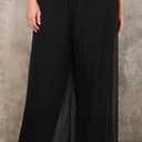 Alex Evenings Women's Straight Leg Jersey Pant with Flowy Georgette Panels, Medium, Black