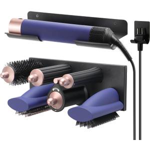 MyLifeUNIT Storage Holder for Dyson Airwrap Curling Iron New Complete, Metal Wall Mount for Dyson Air Wrap Accessories Organizer with Non-Slip Silicone Pad for Bathroom Bedroom Hair Salon Barbershop