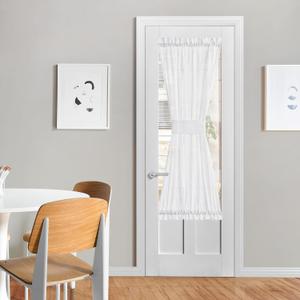 NICETOWN White Sheer Curtains for French Front Door, Short Curtains for Small Window, Sidelight Thermal Insulated Door Side Window Covering, W26 x L64, 1 Panel