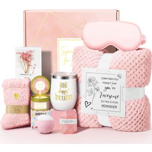 Valentines Day Gifts for Her Women Daughter Girlfriend Wife, Happy Birthday Gifts for Women Mom Her Friend Sister Wife Grandma, Self Care Gift Get Well Relaxing Spa Galentines Day Gift Basket Set (Pink)