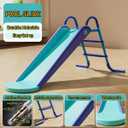 Pool Slide Foldable Pool Water Slide, Summer Swimming Pool Supplies Universal Trampoline Ladder Backyard Slide Home Playground Equipment (Blue)