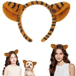 Edoneery Reindeer Antlers Headband for Women, Christmas Furry Deer Antlers Animal Ears Hairband for Cosplay Party Costume