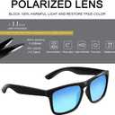 5 x SEVOS Polarized Vintage Sunglasses for Men Women With 100% UV Protection Sun Glasses (Black Black Black Frame-blue Lens)