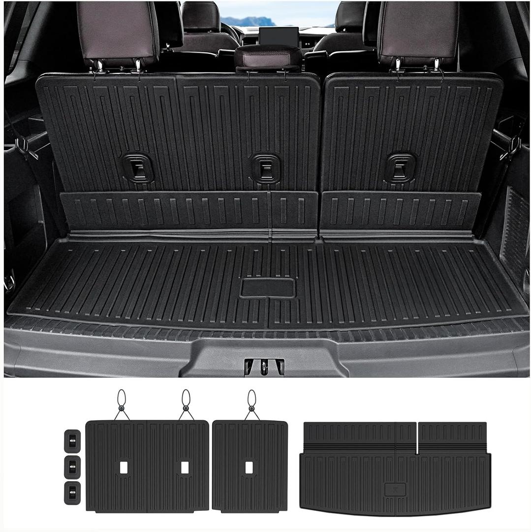 Cargo Mat Backrest Mats for 2018-2024 Ford Expedition/Lincoln Navigator 7/8 Seat(Not for Max or L Model) Accessories, All Weather Cargo Liner Seat Back Cover(Cargo Mat+3rd Row Backrest Mats)
