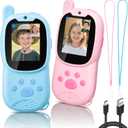 Video Walkie Talkies for Kids Age 3-12, Rechargeable Walkie Talky Toys HD Camera & Voice Changer 1000FT Long Range Birthday Gifts for Boys Girls,Toddler Toys Indoor Outdoor Camp (Blue+Pink)