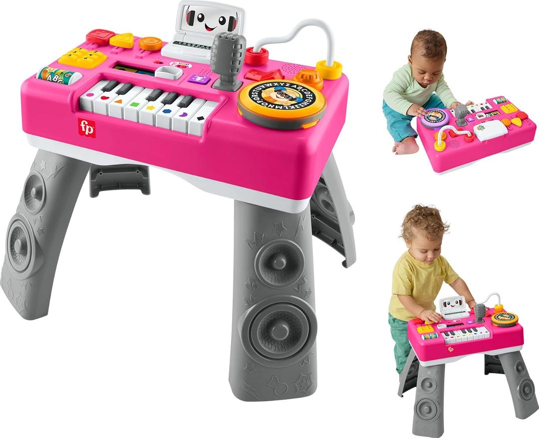 Fisher-Price Baby & Toddler Toy Laugh & Learn DJ Table Musical Activity for Educational Play, Pink Infants Ages 6+ Months