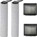 Brush Rollers and Filters Replacement Accessories Kit for Dreame k10 Pro / k10 Wet Dry Vacuum Cleaner: 4 Pack used for Pet Hair, Dirt, and Debris on All Floor Surfacesparts