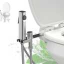 RV Bidet Sprayer with Stainless Steel Holster, Side-Mounted Handheld Bidet with Hose, RV Fitting, Shut-Off Handle, for Motorhomes, Travel Trailers & Campers Toilet (Chrome-SideMount)