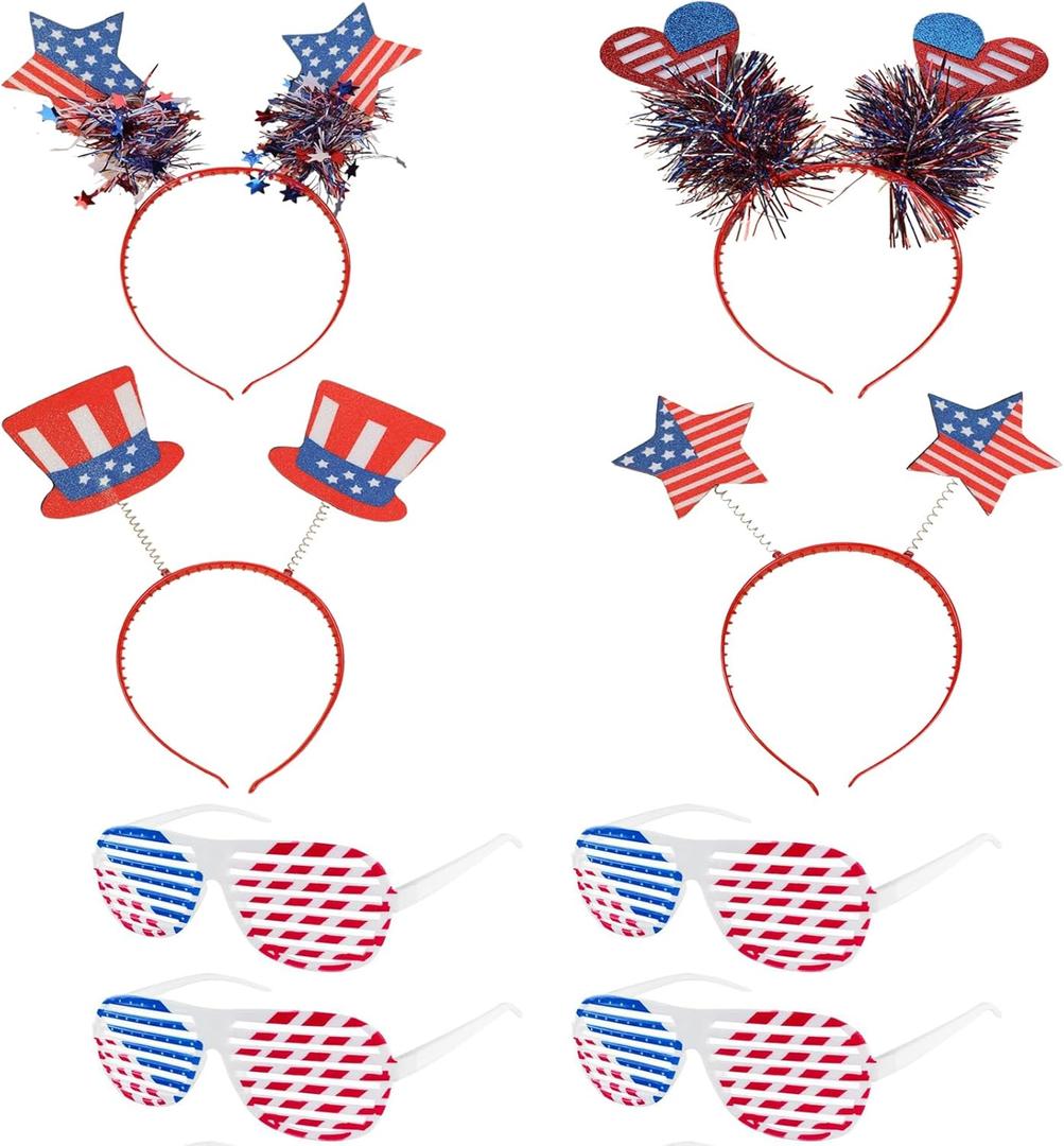 4th of July Headband Patriotic Shutter Glasses American USA Independence Day decoration Party Accessories for Women