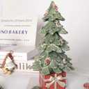 LALALANHOME Christmas Tree Tabletop Decorations Resin Christmas Tree Sign Winter Snow Ornament Tabletop Resin Tree Xmas Centerpiece Decoration for Indoor Home Office Holiday