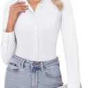 siliteelon Women's Stretch Button Down Shirts Slim fit Long Sleeve Dress Shirt Wrinkle Free Collared Business Casual Blouse XL