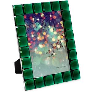 Isaac Jacobs Decorative Sparkling Jewel Picture Frame, Photo Display & Home Dcor (4x6, Emerald Green)