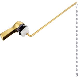 Hibbent Universal Metal Front Mount Toilet Handle Replacement Kit, Brass Toilet Flush Tank Lever with Stainless Steel Flapper Chains for Most Toilets, Brushed Gold Finish
