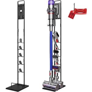 Vacuum Stand for Dyson V6, V7, V8, V10, V11, V12, V15 Cordless Cleaners - Heavy Base Metal Bracket Holder with Trigger Lock, On/Off Control Clamp, Accessory & Attachment Storage