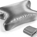 HunnmingRe Satin CPAP Pillow Cover for Side Sleeping (Only Pillowcase) Cervical Pillow Cover Adjustable Cpap Satin Neck Pillowcase to Reduce Air Leaks Dryness Mask Discomfort(Dark Gray)