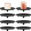 8 PCS Iron Plate Candle Holder,Candle Stand for LED & Wax Candles,Black Candle Holders Iron Plate,4" Decorative Pillar Candle Plate for Incense Cones Spa Weddings