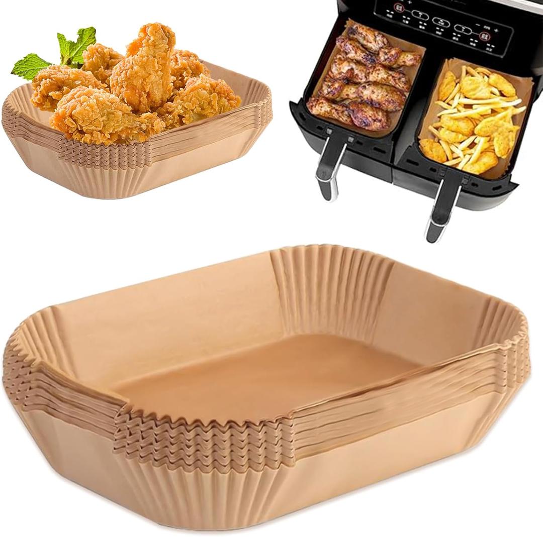 300pcs Air Fryer Liners Disposable,Disposable Non-Stick Baking Paper,Heat-Resistant & Non-Stick Fit for 5-8QT Air Fryers Sheets for Ninja DZ201 DZ401 Dual Basket (9 * 5.5IN Rectangle)