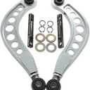BLACKHORSE-RACING 2PCS Rear Adjustable Upper Camber Kit Silver Compatible with 2006 2007 2008 2009 2010 2011 2012 2013 2014 2015 Honda Civic LX EX DX SI