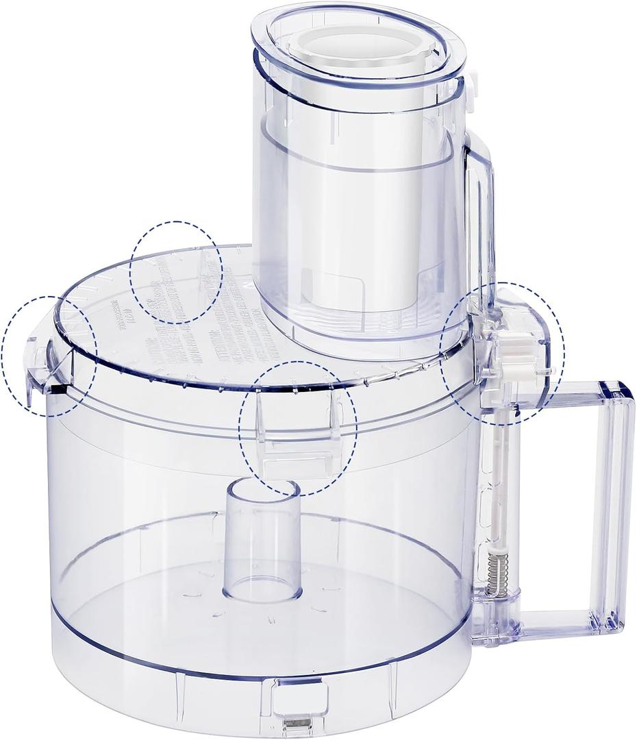 7 Cup FP-631AGTXT-1 with 4 Locking Tabs Complete Accessories Fits Cuisinart Food Processor Replacement Parts,Contain Bowl, DLC-117BGTXT1 Cover, DLC-118BGTXT1 Sleeve and DLC-120BGTX-1 Pusher, DLC-10