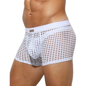 Arjen Kroos Men's Sexy Underwear Mesh Breathable Boxer Briefs Soft Stretch Trunks (Large, A4-white-2060)