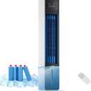 Evaporative Air Cooler, 3-in-1 Portable AC Tower Fan Air Conditioner with 4 Modes & 3 Speeds, 24H Timer, Remote 60°Oscillating Tower Fan, Quiet Swamp Cooler, Tower AC for Bedroom Office, 36inch, Black