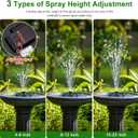 SEIRMEP Solar Fountain Pump with Spray Height Adjustment, Upgrade Glass Solar Bird Bath Fountains with 6 Nozzles, Outdoor Solar Water Fountain Pump for Bird Bath, Garden, Pool, Pond