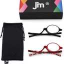 JM 2 Pairs Makeup Reading Glasses Magnifying Flip Down Cosmetic Readers for Women with Spring Hinge +5.0