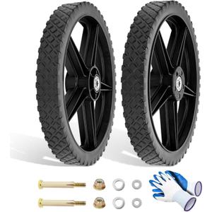 14 x 1.75" Spoked Plastic Wheel 1/2" Axle Bore, 14" Lawn Mower Wheel Compatible with Craftsman Old Mowers, Trimmer, Push Mower, Pressure Washer, DR Trimmers, B&S 5550/8550 Generator, 2 Pack