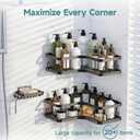 Veken Corner Adhesive Shower Caddy 3-Pack with Soap Holder&Hooks,No Drilling Shower Shelves,Rustproof & Waterproof Bathroom Organizers and Storage,Rack for Small Spaces, Kitchen&Rental-Friendly,Black