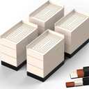 Furniture Risers, Tclouda Bed/Sofa/Desk/Table/Chair Leg/Fridge Lifts to 1.5, 3 and 4 in, Rectangle Adjustable Risers Blocks for Extenders, Heavy Duty Supports Up to 1300 Lbs, 4 in-Apricot-Rectangle