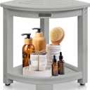 KingPavonini Corner Shower Stool for Inside Shower, Anti-Fading Shower Bench for Shaving Legs, HDPS Waterproof Shower Seat with Storage Shelf, Load 400 Pounds