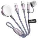 Travel Essentials,3 in 2 USB C Cable for Apple Watch Charger,iPhone Charger,Multi Charging Cable,Cruise Vacation Camping Essentials,Portable for iWatch Series 11-2/Ultra/SE & iPhone 17-12,Car,0.7FT
